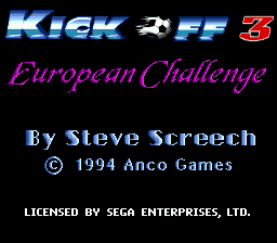 Kick Off 3 - European Challenge Title Screen